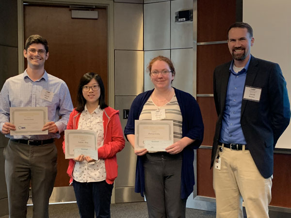 2019 Student Award Recipients with the Chapter Chair at the NIST meeting. L to R: P. Sohr, Y. Xong, T. Ginley, and Jacob Ricker.